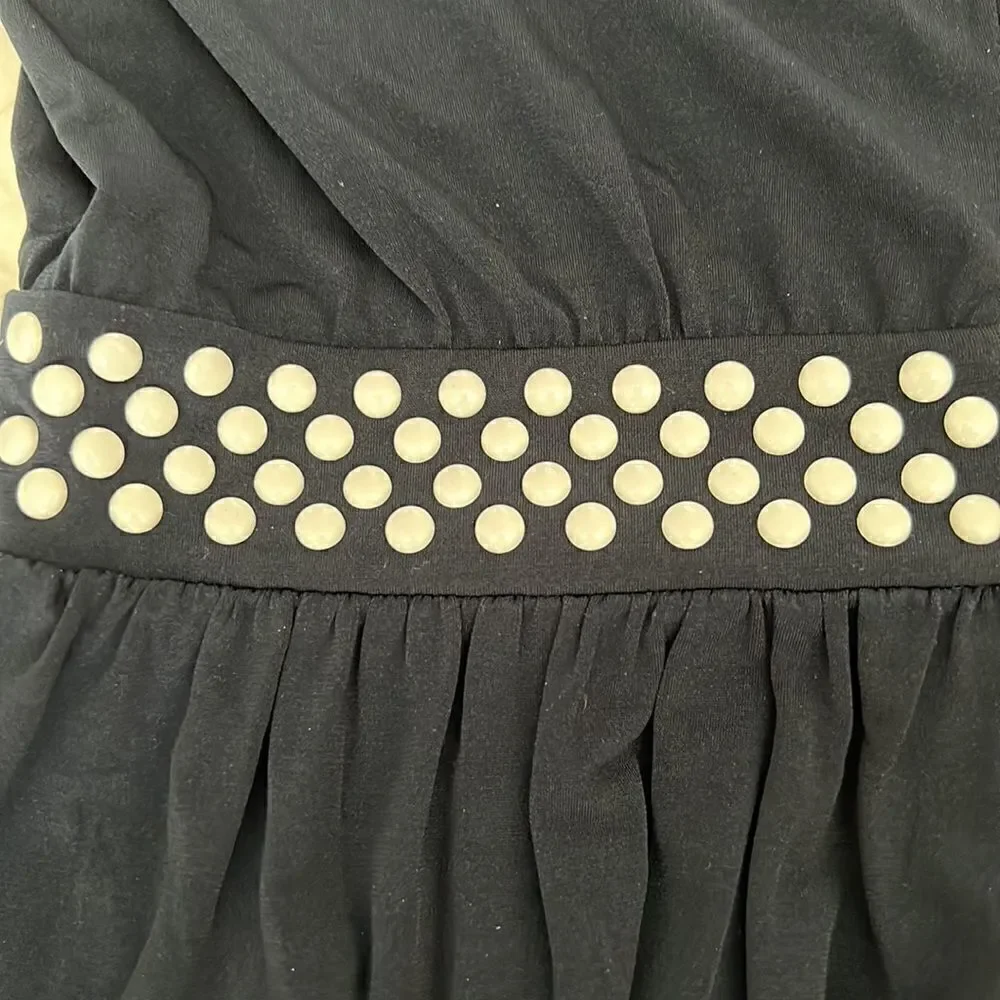 Gorgeous Micheal Kors navy blue sleeveless maxi white beads around neck & waist